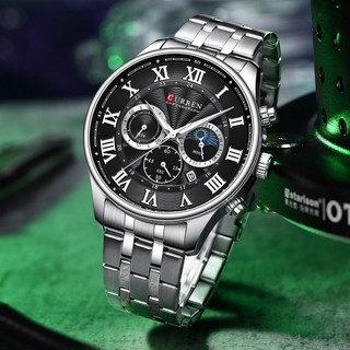 CURREN Relógio Masculino Marca Original Três Olhos Mostrador Funcional Moda Luxo Aço Inoxidável Ponteiro Luminoso 8427 X em Oferta na Shopee