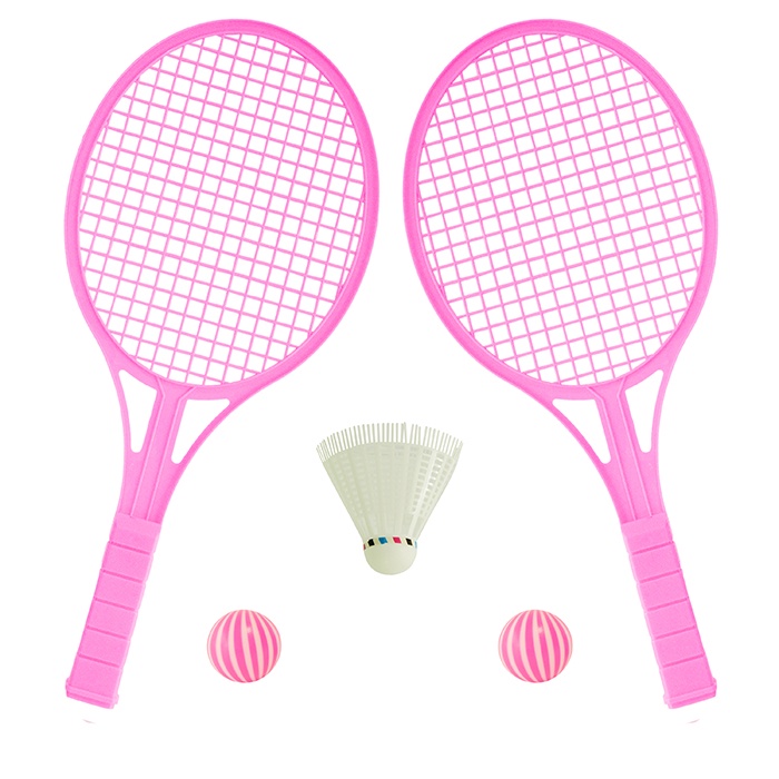 Jogo De Peteca Com 2 Raquetes 2 Bolas Peteca Brinquedo Infantil Rosa