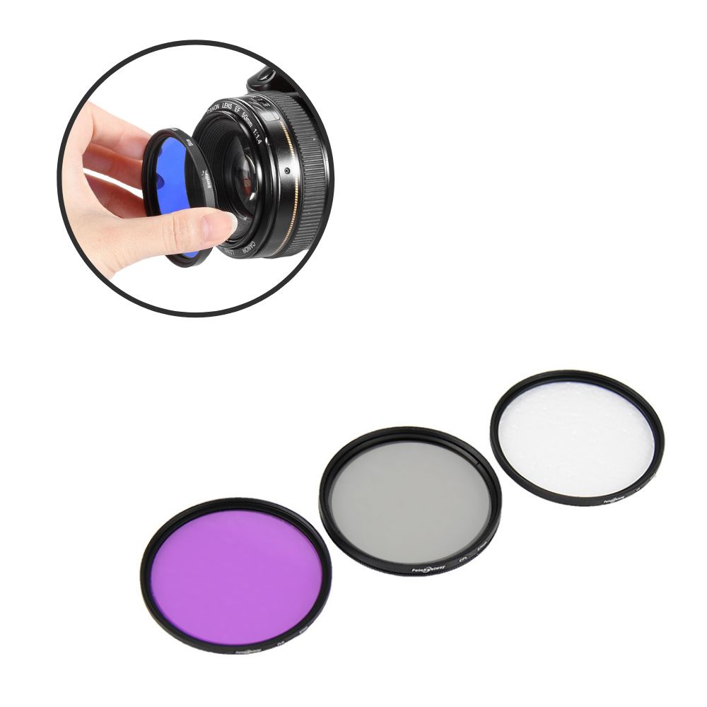 Kit de Filtros para Lentes de Câmeras Fotográficas DSRL 55mm