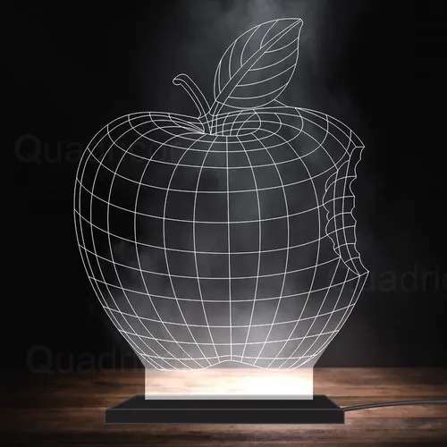 Luminária Acrílica Para Decoração Maçã Apple Decorativo Led Presente