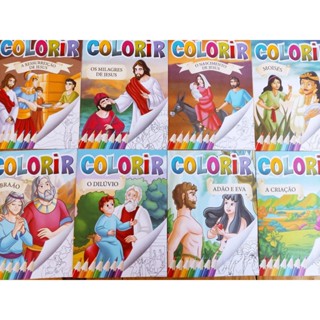 Kit com 08 livros Colorir Bíblico Bicho Esperto