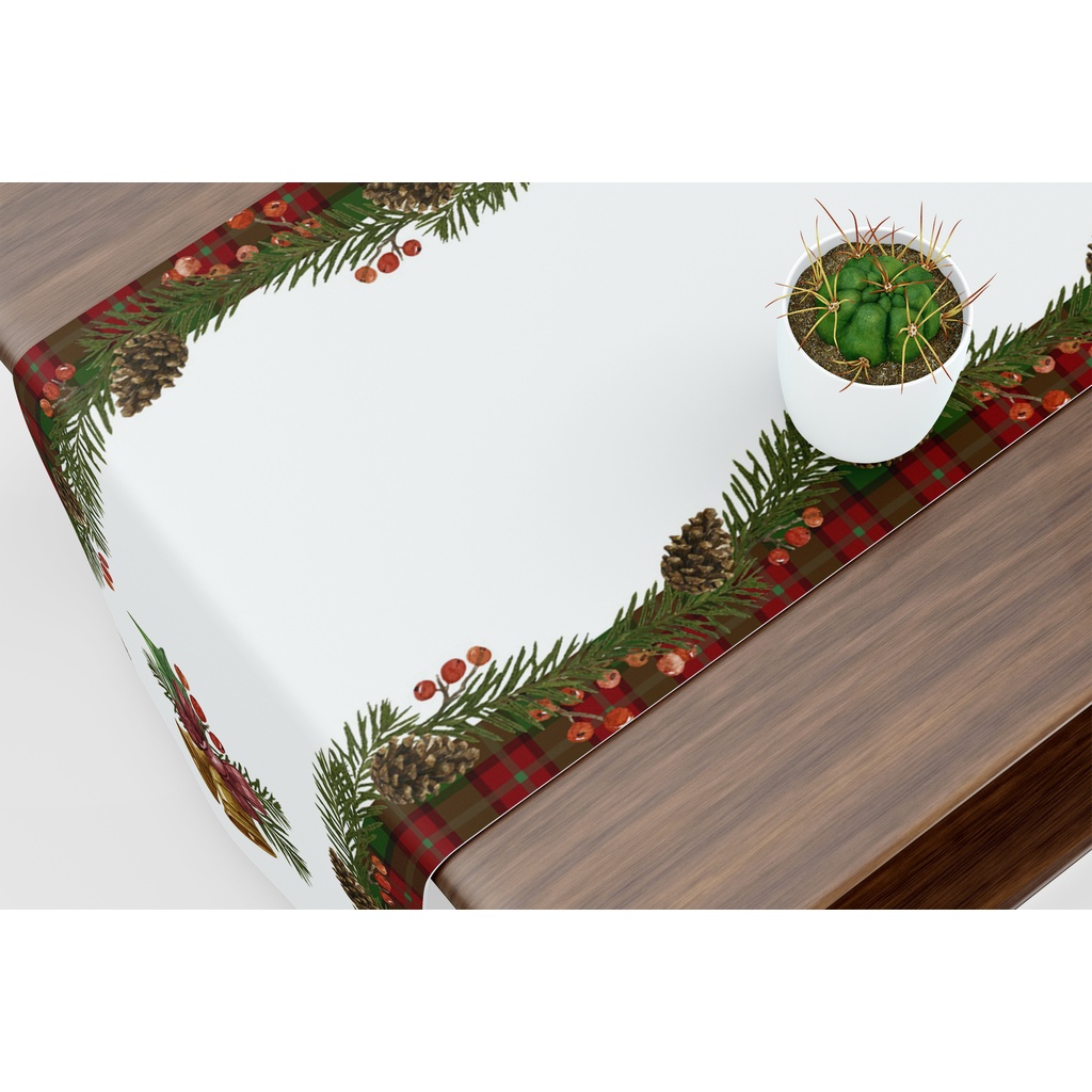 Caminho De Mesa Trilho Natal Sinos Enfeites Guirlanda -1,40x0,40cm