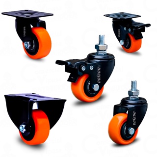 Rodas Giratórias Rodinhas Rodízio Para Carrinhos Móveis Bancadas Com Parafuso E De Placa Com E Sem Freio em Oferta na Shopee