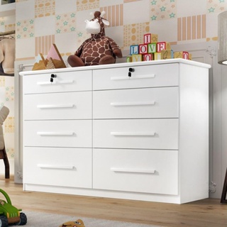 Comoda Infantil Monza 8 Gavetas Com Chave em Oferta na Shopee