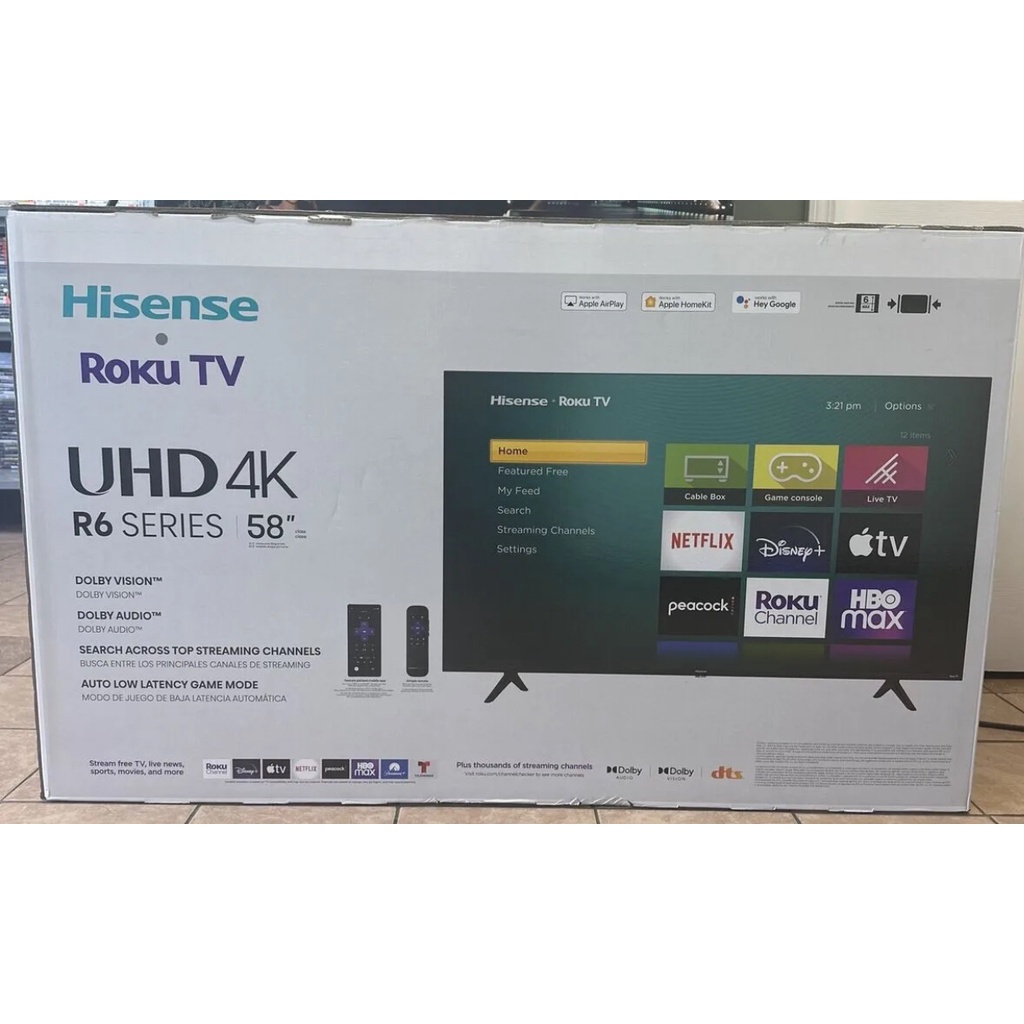 Hisense 58" Class 4K UHD LCD Roku Smart TV HDR, LED, Flat Panel R6