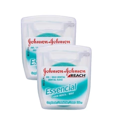 Kit com 2 Fios Dentais J&J Reach Essencial Menta 100m
