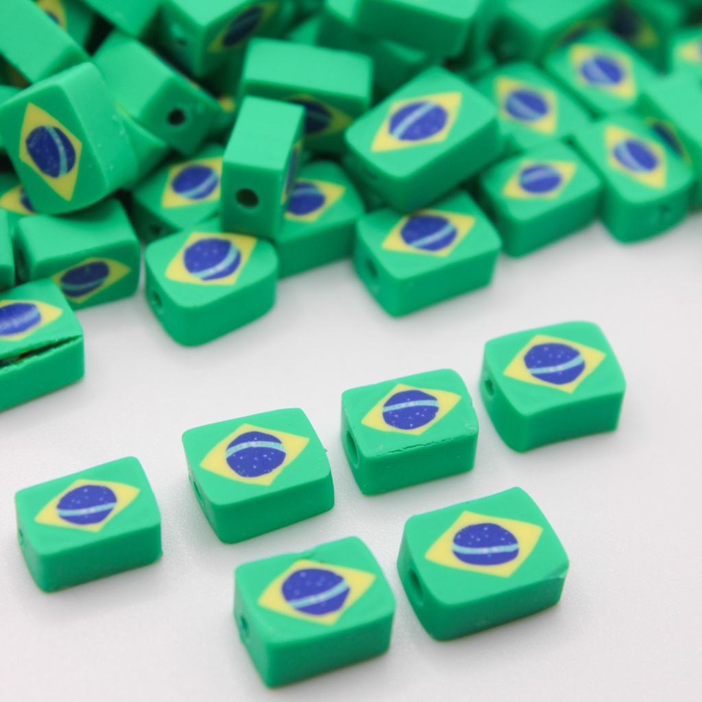 50 Pçs Miçanga Infantil Bandeira do Brasil Copa do Mundo 10mm — imagem 2 de 2