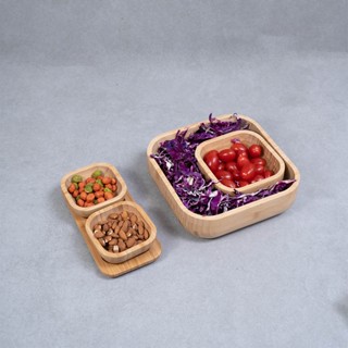 Kit bowl quadrado 14/23cm petisqueiras bambu 4 pçs - Oikos