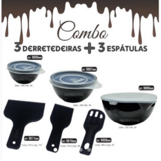 Derreteidera de Chocolate Vários Tamanhos P, M, G e Espátulas Para Confeitaria COR PRETA - Home & Living
