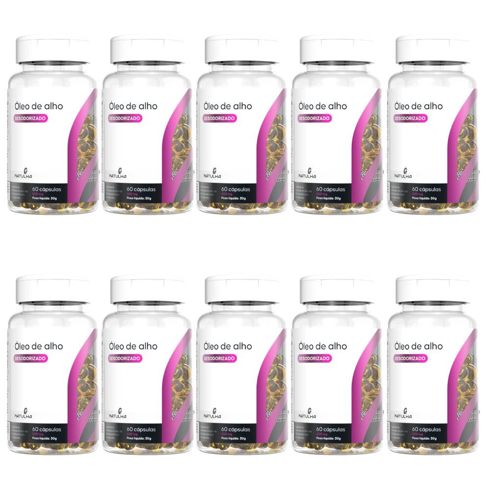 KIT 10x Óleo de Alho Desodorizado Atacado Revenda  500mg 60 cápsulas - Natulha