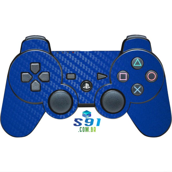 Adesivo PS3 Controle Playstation Skin Pelicula Protetora Fibra Azul
