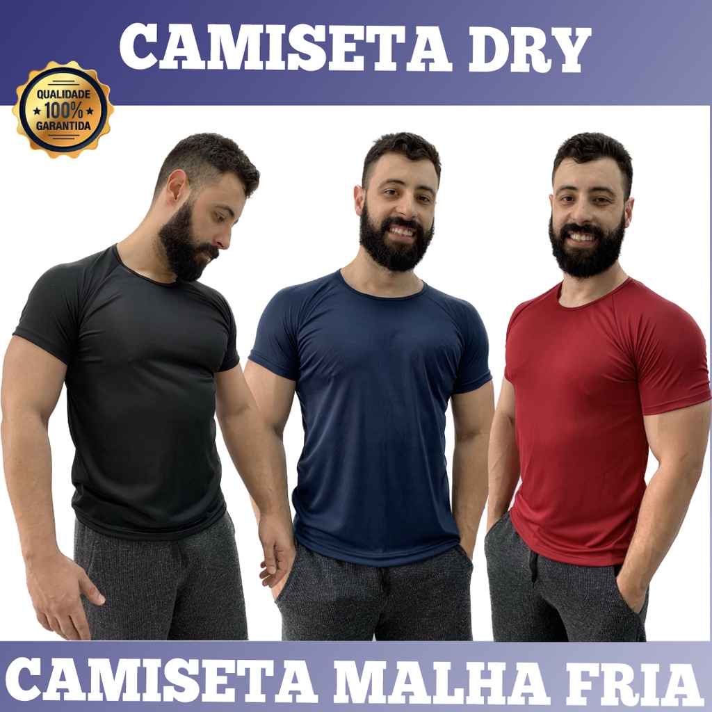 Camiseta Masculina Malha Fria com Secagem Rápida (Dry)