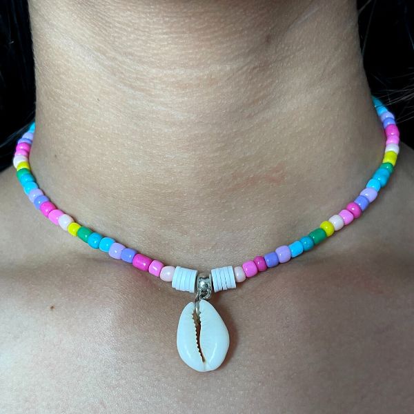 Colocar Choker de Miçangas com Concha para o Verão - Várias cores