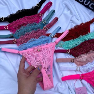 Kit 4 Tanga Fio dental Rendada calcinhas Sensual com regulagem paixão