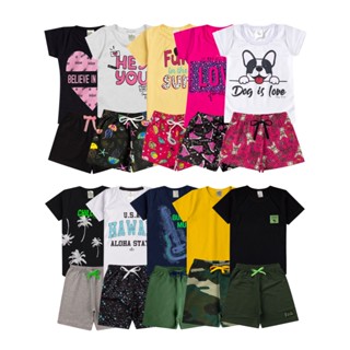 Kit Conjunto Infantil Verão Menino e Menina Com 2 Conjuntos Sortidos