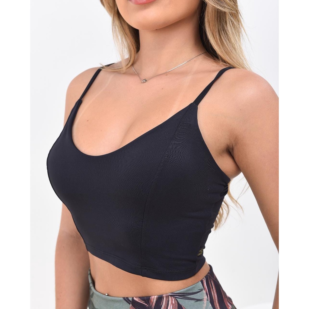 Cropped Blusinha Decote Verão Alça Fina Alcinha Regata Bojo Regatinha Primavera Preto Branco Verde