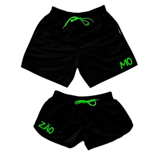 Kit Short Tactel Casal Mozao Patricinha Mauricinho Moda Praia Piscina Fitness