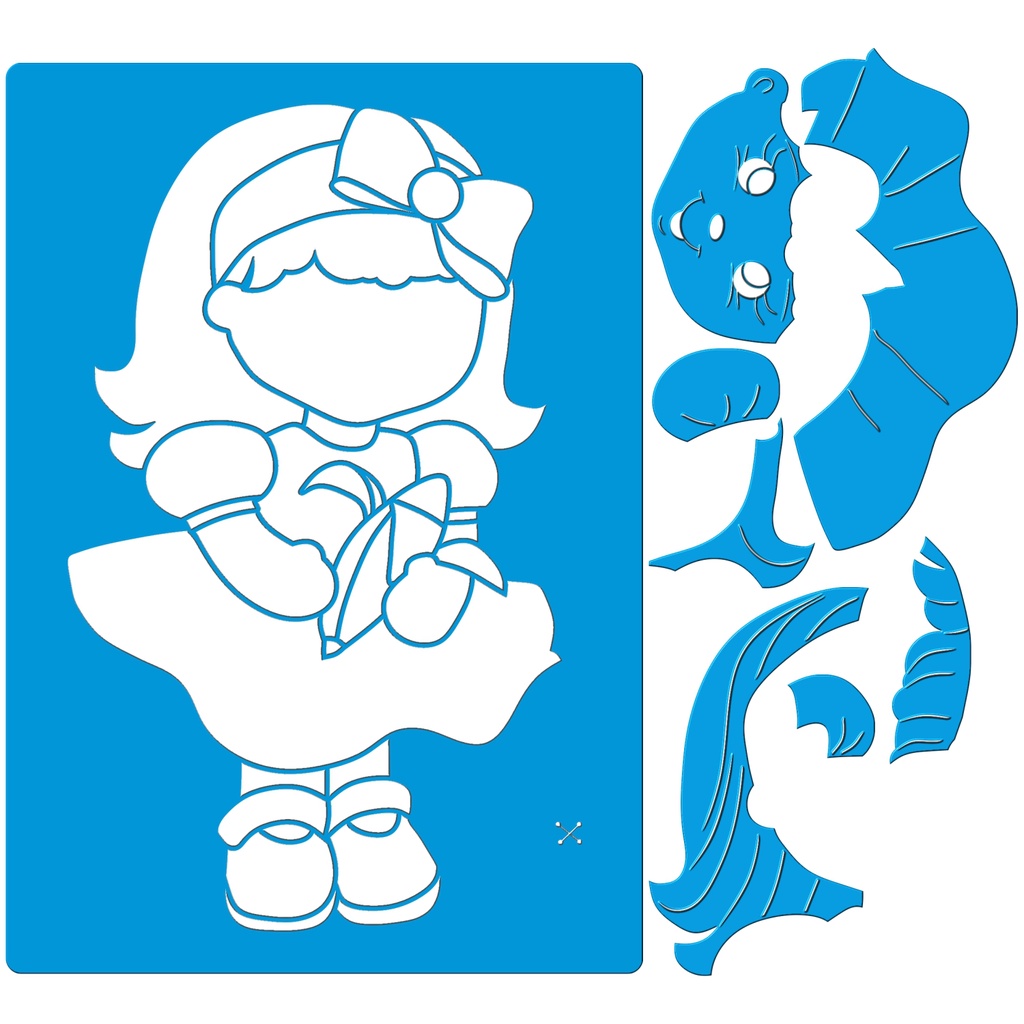 Stencil 28 X 38 Boneca Bananinha Molde Vazado Para Pintura Em Tecido Mdf Madeira Parede Piso Papel Camiseta Pano De Prato Paty Buoso