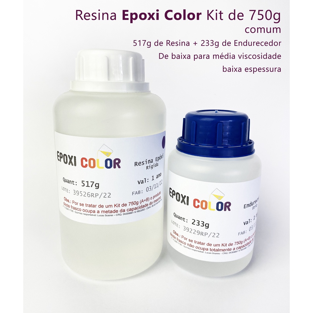 Resina Epóxi Baixa Viscosidade (kit 750g A+B) - Epoxi Color em Oferta na Shopee