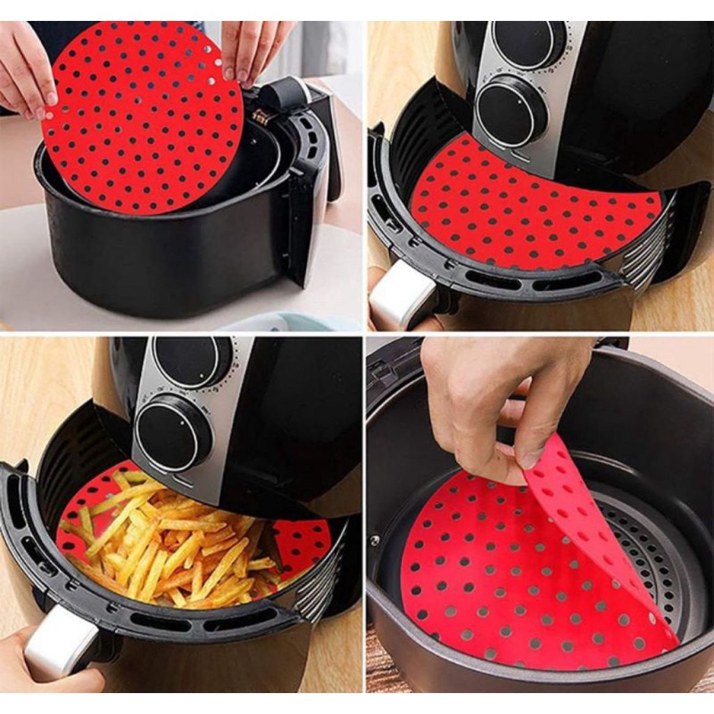 Tapete Protetor de Silicone para Fritadeira Anti-Aderente Air Fryer Redondo / Quadrado 19x19cm - 1 unidade