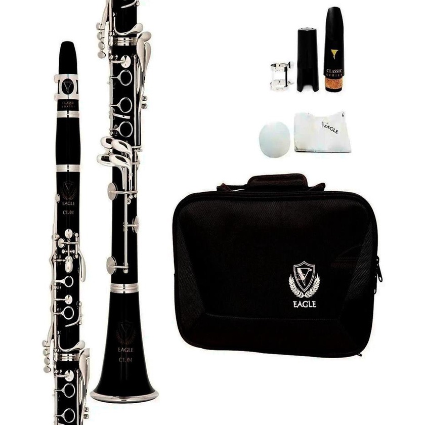 Clarinete Eagle Cl 04 17 Chaves Niqueladas Cl04n Correia Kit em Oferta na Shopee