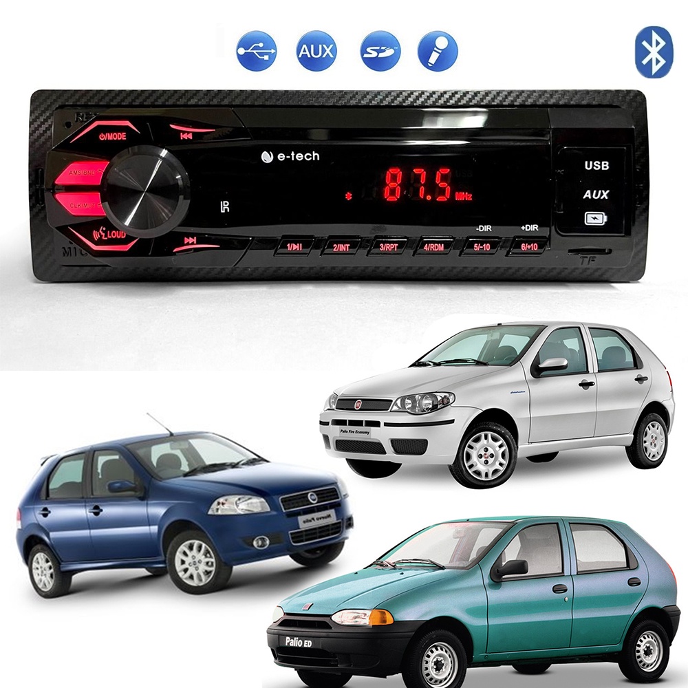 Radio Mp3 Som Automotivo Bluetooth Usb Cartão Sd Fiat Palio