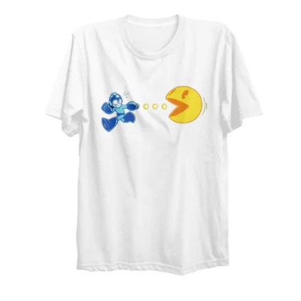 Camiseta Básica Unissex Algodão Mega Man Pac Man Video Games Retro -FRROD.