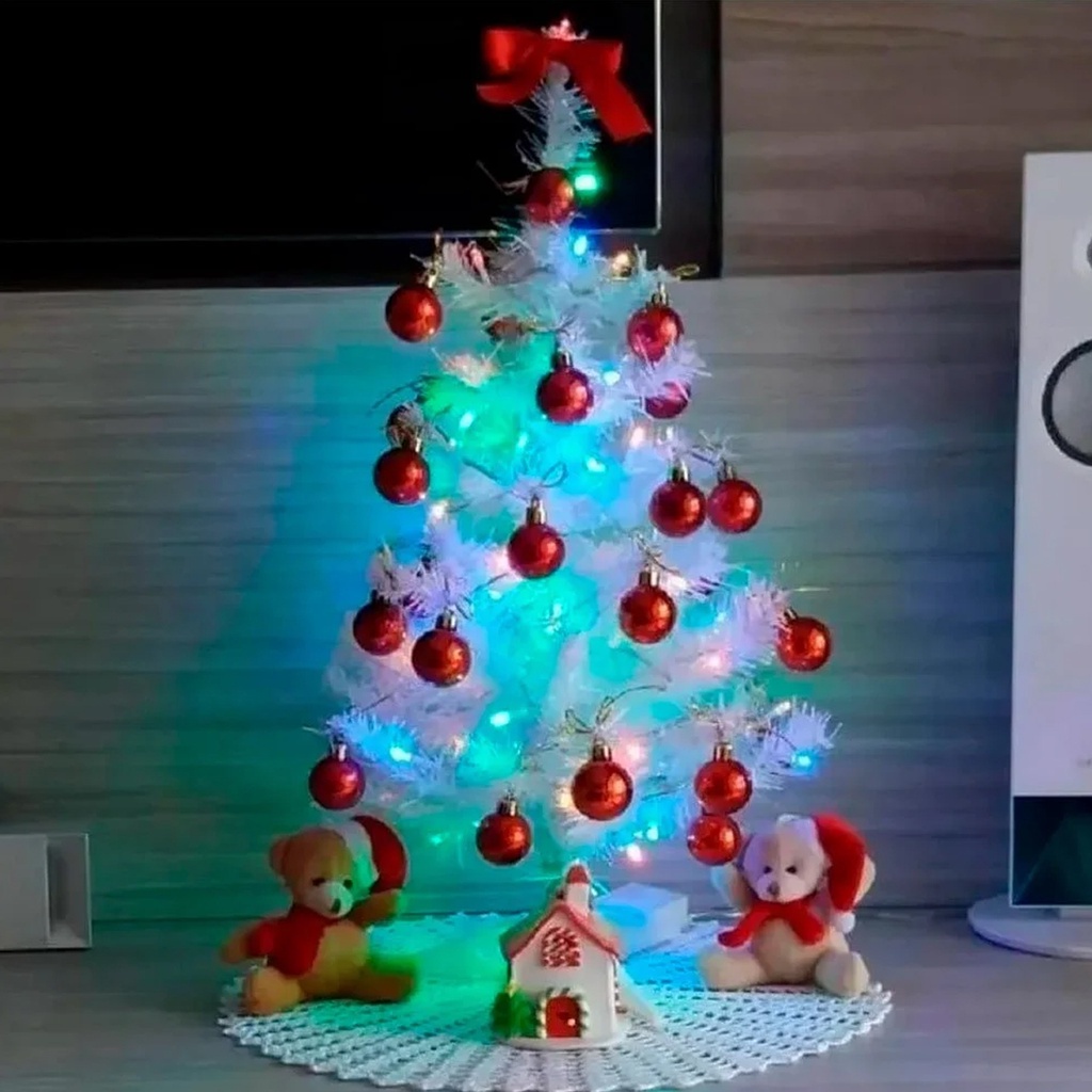 Árvore De Natal Branca Decorada 90 Cm Com Galhos | Shopee Brasil