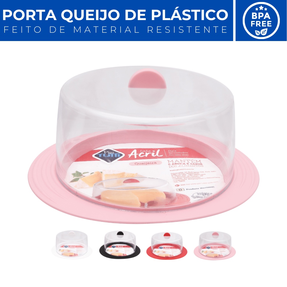 Porta Queijo Queijeira c/ Tampa Plastico Cozinha Multiuso