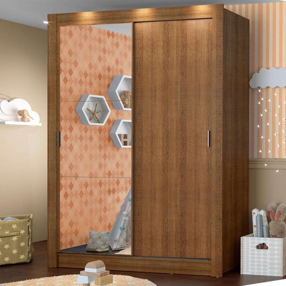Guarda-Roupa Infantil Madesa Enzo 2 Portas de Correr com Espelho - Home & Living