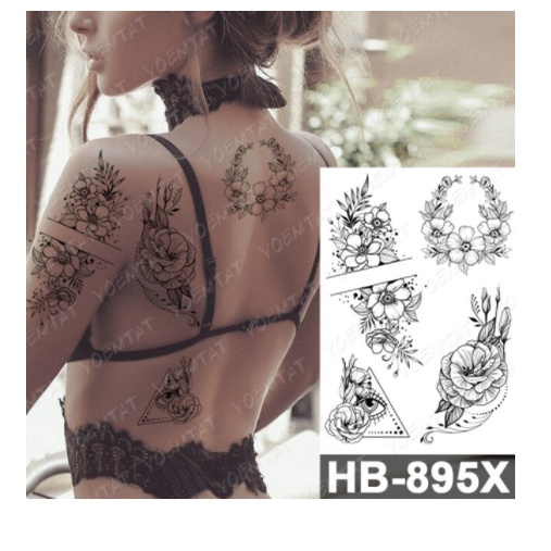 04 Tatuagens Temporária Rosas Removível Floral - HB-895X