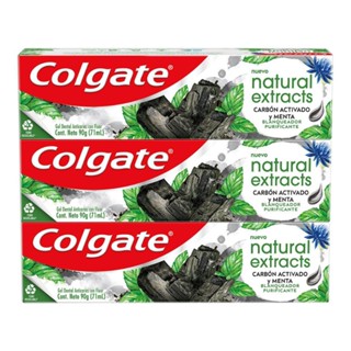 Pack Gel Dental Colgate Carvão Ativado com Flúor Natural Extracts 90g