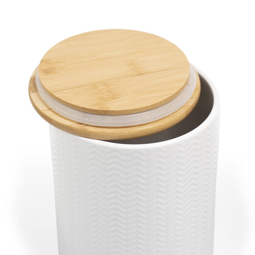 Detalhes do Pote zig zag dolomita com tampa de bambu grande 1,5l - Oikos