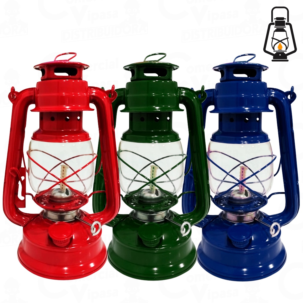 Lampião A Querosene 24cm Lamparina Pequena Luminária Vermelho - Verde - Azul Cores Sortidas