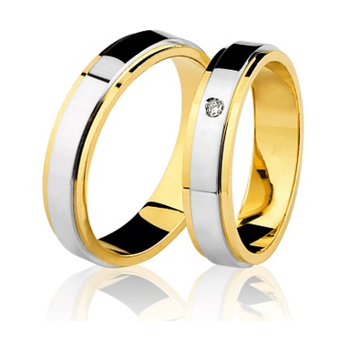Aliança Casamento Noivado Bodas de Prata Ouro 18 Kilates Pedra  Brilhante de 2 mm Com Ouro Branco