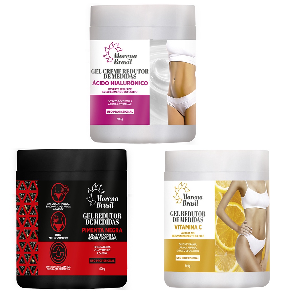 Kit Gel Redutor de Medidas - Pimenta Negra + Laranja Amarga + Ácido Hialurónico