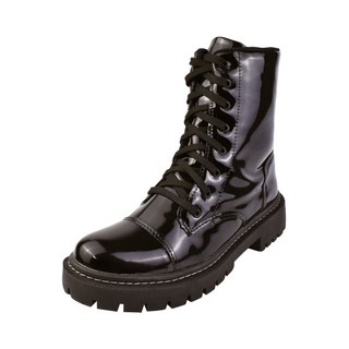 Coturno Preto Tratorado Feminino Zíper Tendência Bota Feminina Moda Blogueira