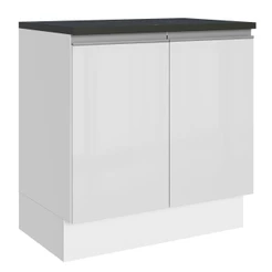 Balcão Armário de Cozinha 100% MDF 80 cm 2 Portas Branco Brilhante Acordes Madesa