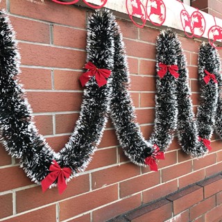 1 Festao de natal 11cm Espessura grosso Verde ponta nevada 2 metros comprimento Enfeite decoracao Arvore comercio lojas portas guirlandas
