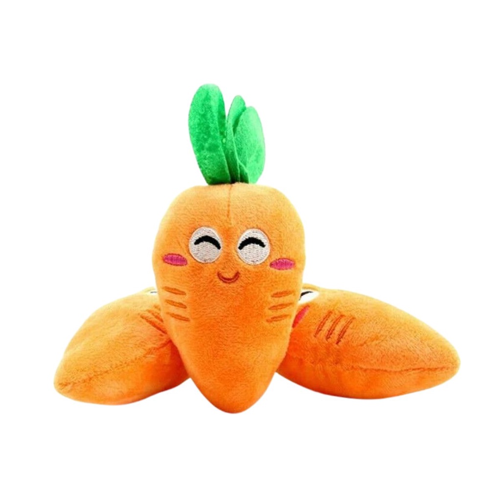 Brinquedo de Pelúcia para Cachorro Gato Pet Cenoura Mordedor com Apito Som