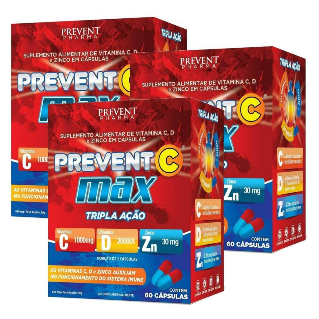 Prevent C Max Super Completa Vitamina C D E Zinco 180 Capsulas | Shopee ...