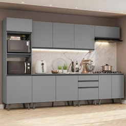Armário de Cozinha Completa 320cm Cinza Nice Madesa 06