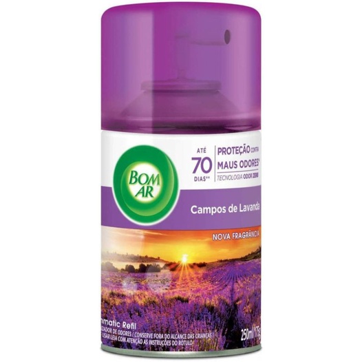 Aromatizador Bom Ar Spray Automático Freshmatic Campos de Lavanda Refil 250ml