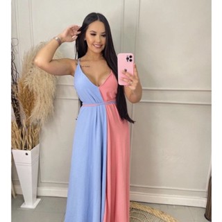 Promocao Vestido de Grávida Para Chá Revelação Bi Color Duo Color Rosa e azul com Bojo