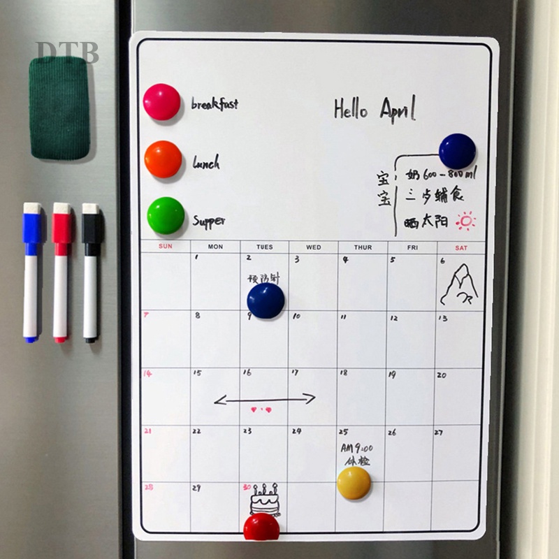 Calendário Adesivo Magnético Agenda A3 Macio memo Mensagem Escrita Quadro Branco Refrigerador