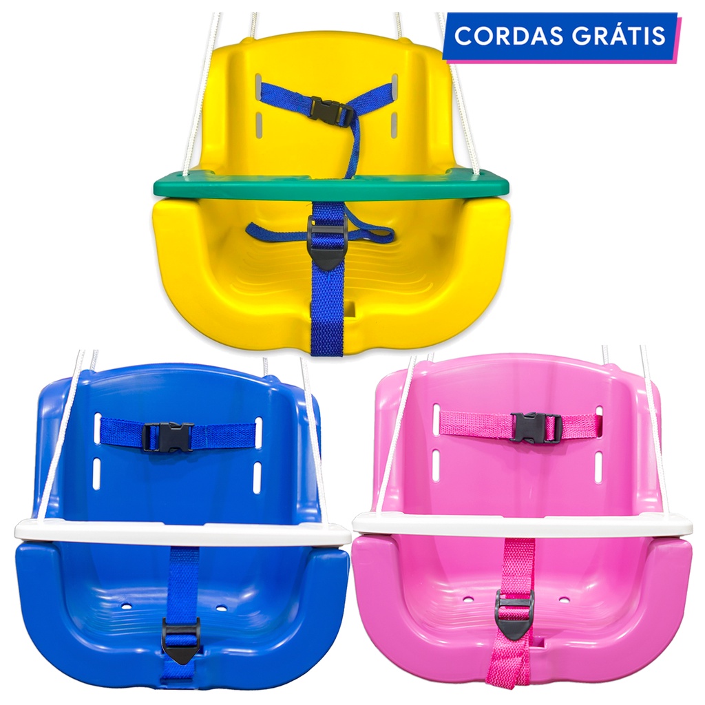 Balanço Infantil De Plástico Bebê Criança Promoção Até 30kg Menino e Menina / Azul e Rosa Copa Brasil Verde Amarelo em Oferta na Shopee