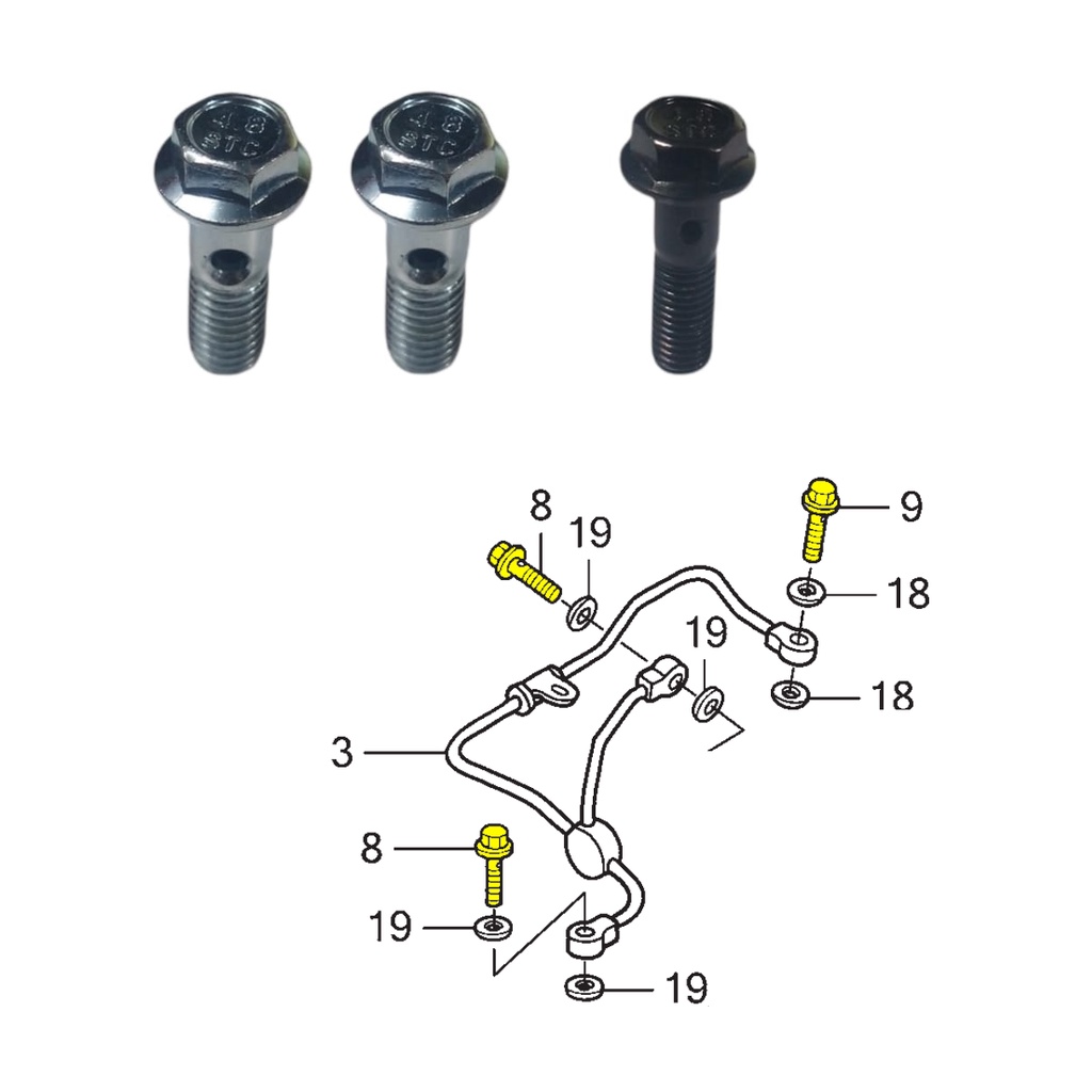 Kit parafusos tubo duto de óleo tampa lateral CBX250 Twister XR250 Tornado CB300 XRE300 (com furo) parafuso do retorno · foto 2