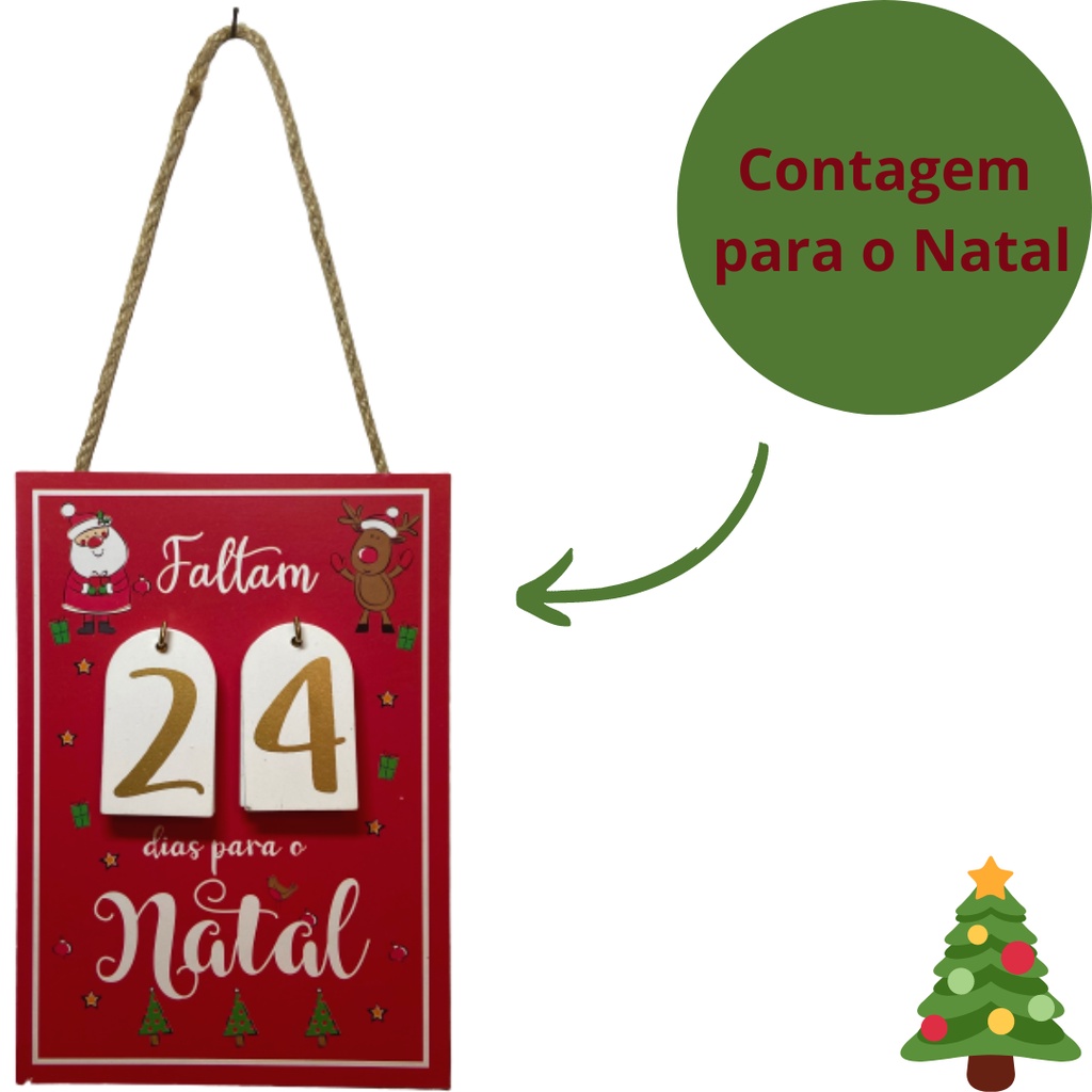 Calendário Natalino Contagem Regressiva 24 Dias Para O Natal Calendario  Papai Noel | Shopee Brasil