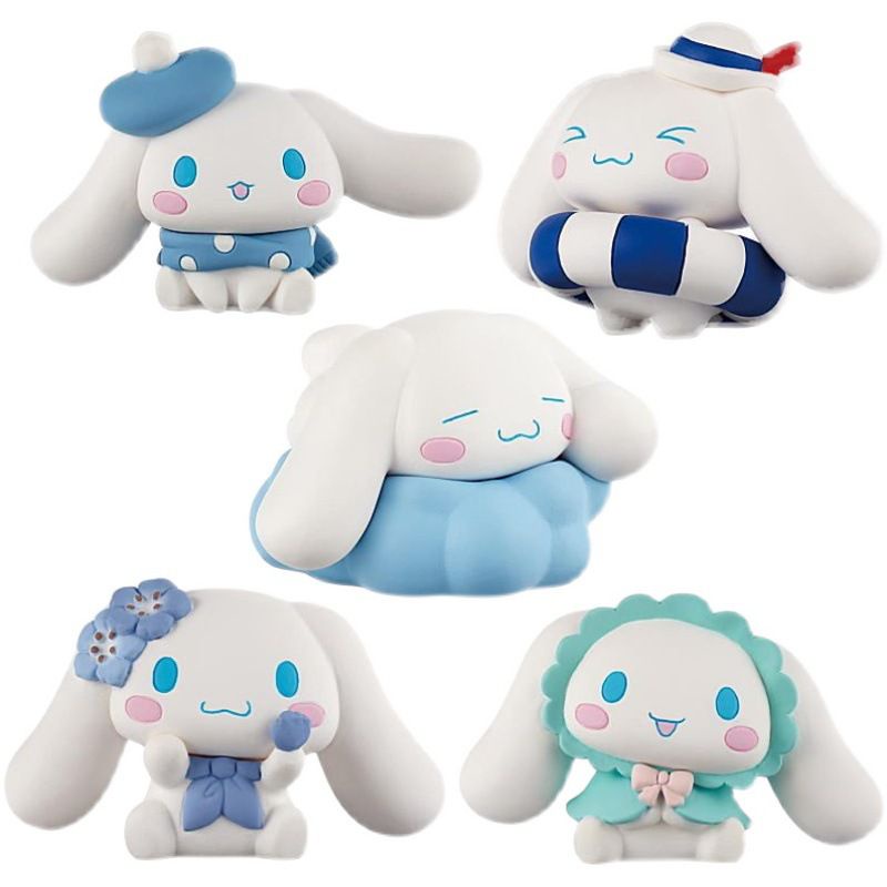 5pcs kuromi Sanrio Figure Cinnamoroll Swimming Ring Bigeared Dog Doll