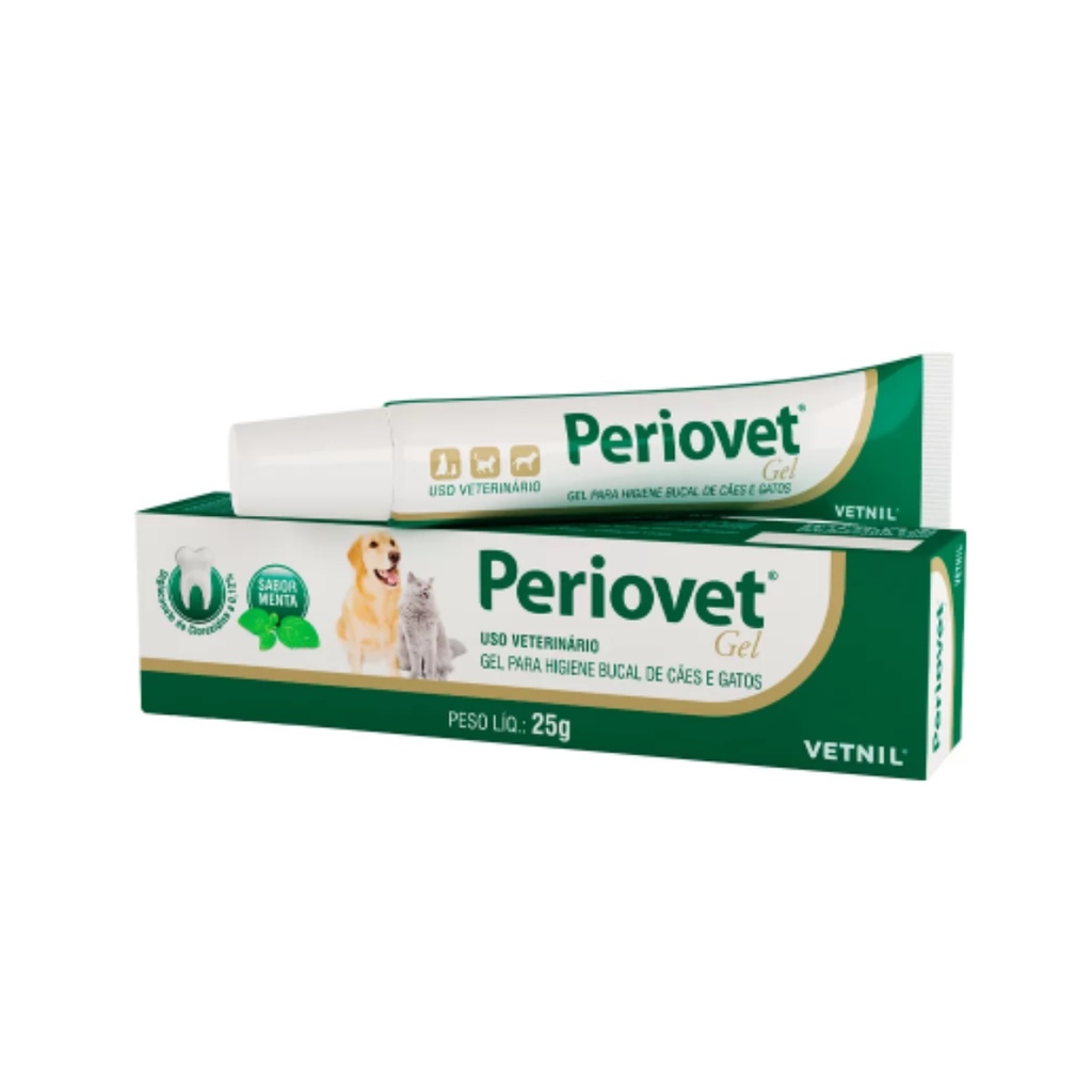 Periovet Gel Higiene Bucal Menta Pasta de Dente Pet 25g Cachorros e Gatos - Pets